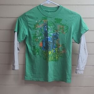 First Wave Green and Gray Long Sleeve Kids Tee
